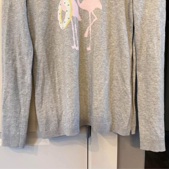 Women Talbots Lightweight Gray Flamingo Tie Back Long‎ Sleeve Sweater-Size Small - Picture 9 of 10